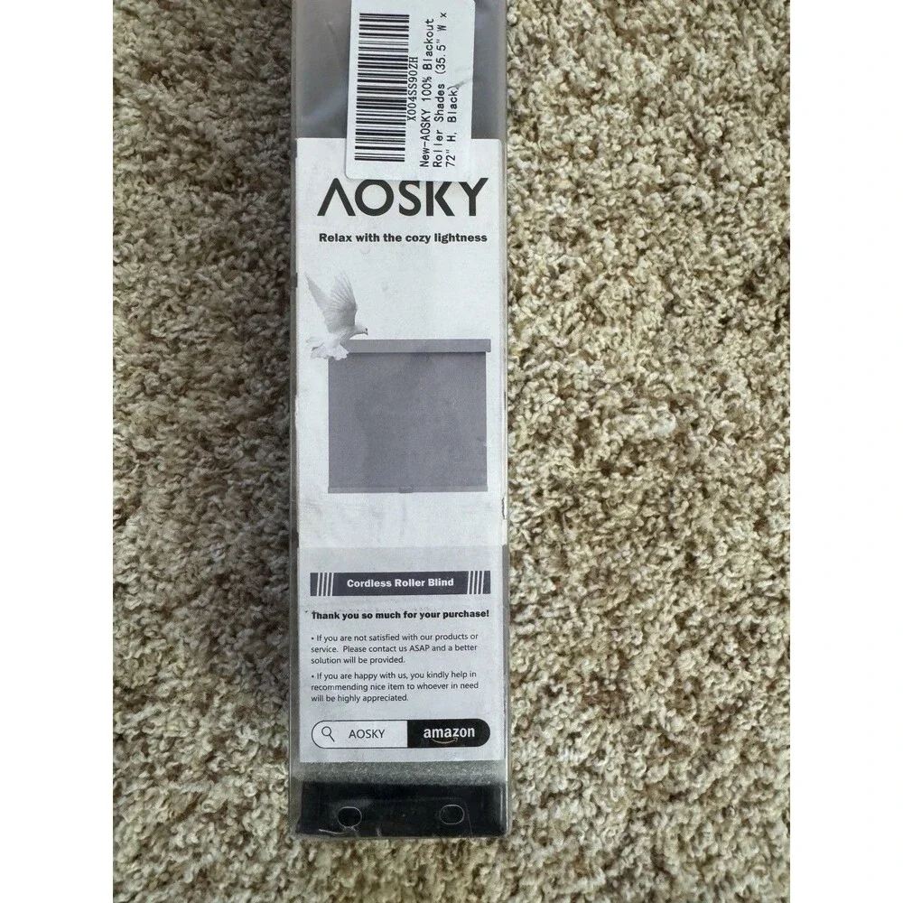 AOSKY Cordless roller blind Blackout roller shade 33.5” x 72